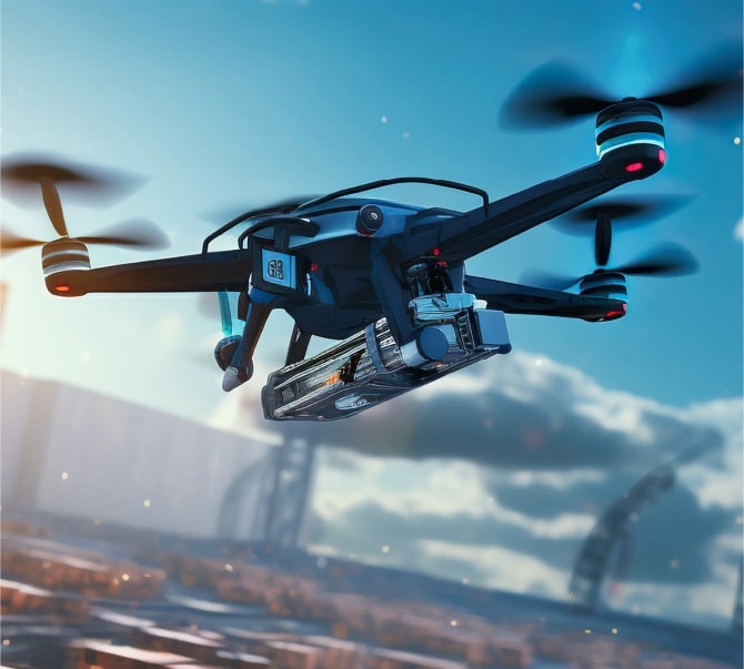 ドローンが空を飛んでいるイメージ